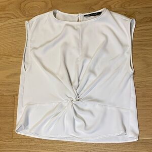 Zara front knot sleeveless blouse, size S, white